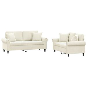 vidaXL Set di Divani 2 pz con Cuscini Crema in Velluto