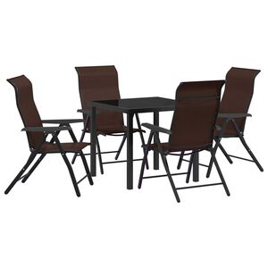 vidaXL Set da Pranzo per Giardino 5 pcs Marrone Poly Rattan