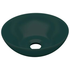 vidaXL Lavandino da Bagno in Ceramica Verde Scuro Rotondo