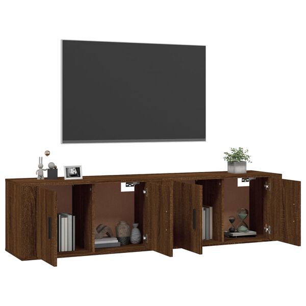 vidaXL Mobili Porta TV a Parete 2 pz Rovere Marrone 80x34,5x40 cm