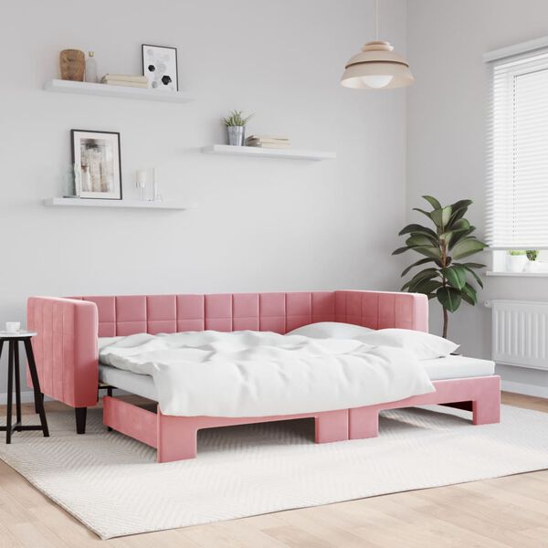 vidaXL Divano Letto con Letto Estraibile Rosa 80x200 cm in Velluto