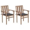 vidaXL Sedie da Giardino 2 pz con Cuscini Antracite Massello di Teak