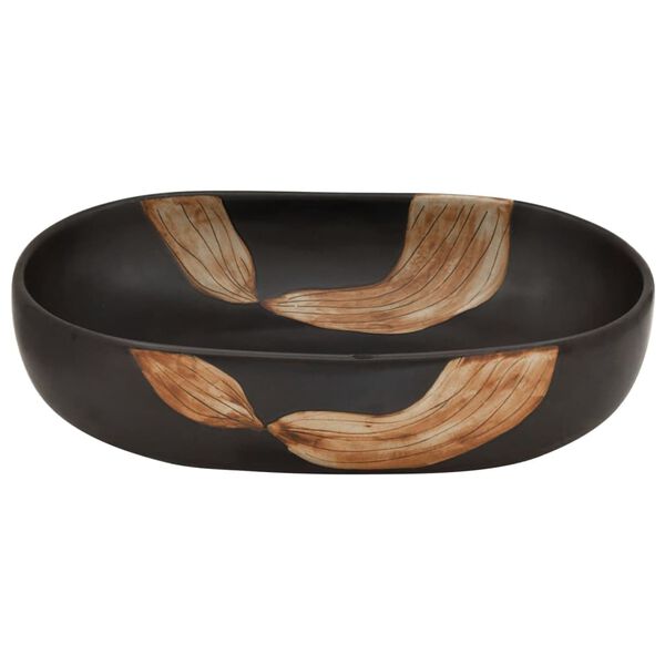 vidaXL Lavabo da Appoggio Nero Ovale 59x40x14 cm Ceramica