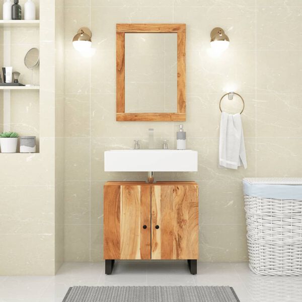 vidaXL Specchio 70x50 cm in Legno Massello di Acacia e Vetro