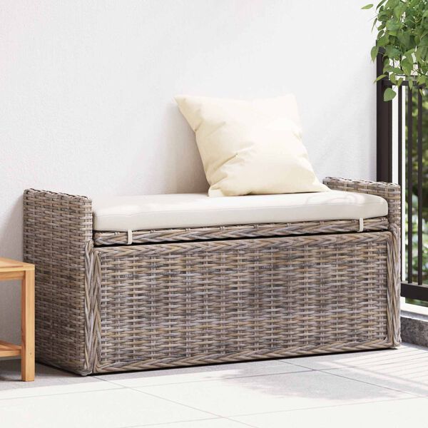 vidaXL Panchina con contenitore Grigio 110 x 40 x 50 cm Rattan