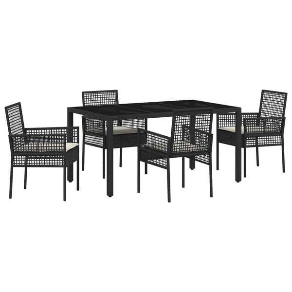 vidaXL Set da Pranzo per Giardino 5 pcs Nero polyrattan