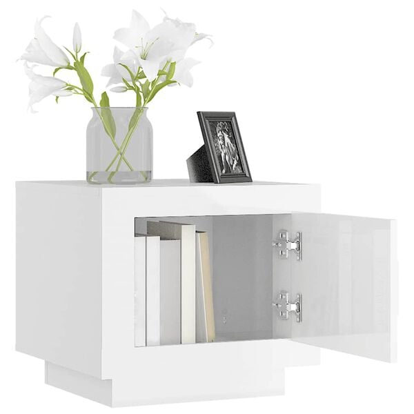 vidaXL Tavolino Salotto Bianco Lucido 51x50x45 cm in Legno Multistrato
