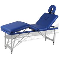 Lettino Pieghevole da Massaggio Blu 4 Zone con Telaio Alluminio