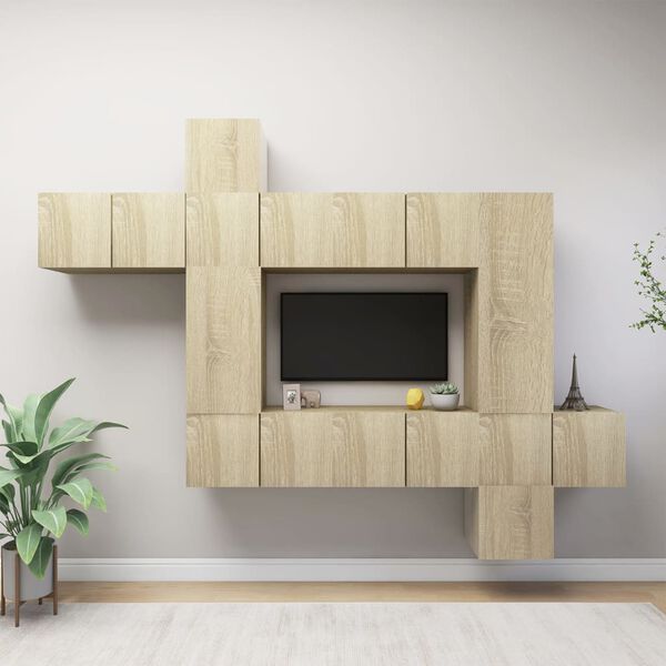vidaXL Set di Mobili TV 10 pz Rovere Sonoma in Legno Multistrato