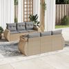 vidaXL Set Divani da Giardino 7 pz con Cuscini Beige in Polyrattan