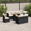 vidaXL Set Divani da Giardino 9 pz con Cuscini Nero in Polyrattan