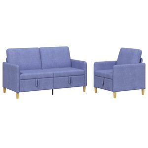 vidaXL Set di Divani con Storage 2 pz Blu jeans Poliestere