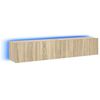 vidaXL Mobili TV a Parete con Luci LED 2pz Rovere Sonoma 80x35x31 cm