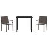 vidaXL Set da Pranzo per Giardino 3 pcs Marrone e Nero Rattan in PE