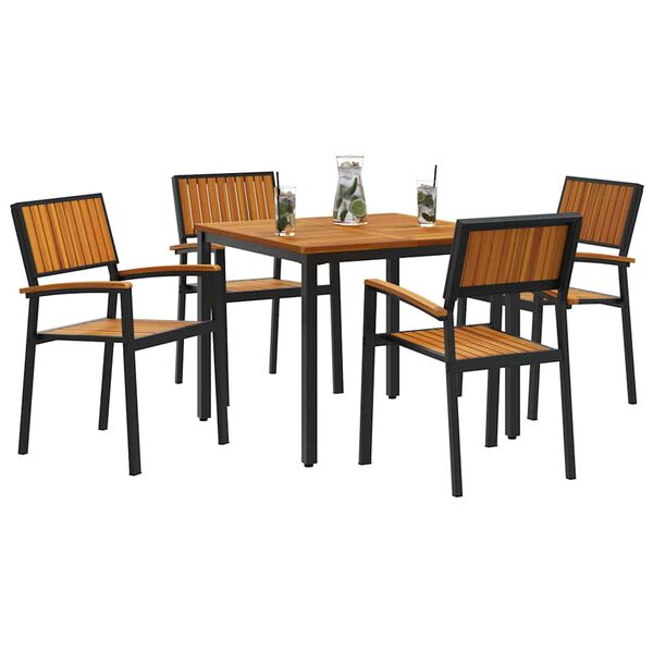 vidaXL Set da Pranzo per Giardino 5 pcs Nero e marrone