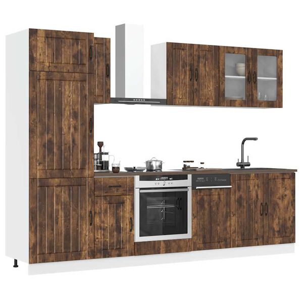 vidaXL Set Mobili da Cucina 8 pz Lucca Rovere Fumo Legno Multistrato
