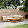 vidaXL Set Divani da Giardino 6 pz con Cuscini Crema in Legno Acacia