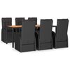vidaXL Set da Pranzo da Giardino 7 pz Nero con Cuscini in Polyrattan