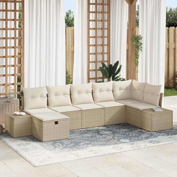 vidaXL Set di divani con cuscino 7 pcs polyrattan