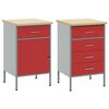 vidaXL Mobile da lavoro con ruota 2 pcs Rosso e Grigio 75 x 45 x 85 cm