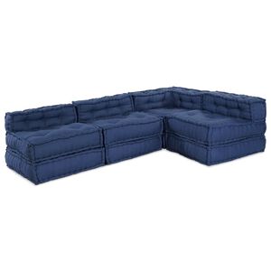 vidaXL Unit&agrave; di Divano Modulare Tessuto Indaco 210 x 140 x 56 cm
