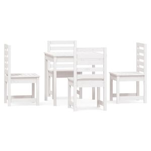 vidaXL Set da Pranzo per Giardino 5pz Bianco in Legno Massello di Pino