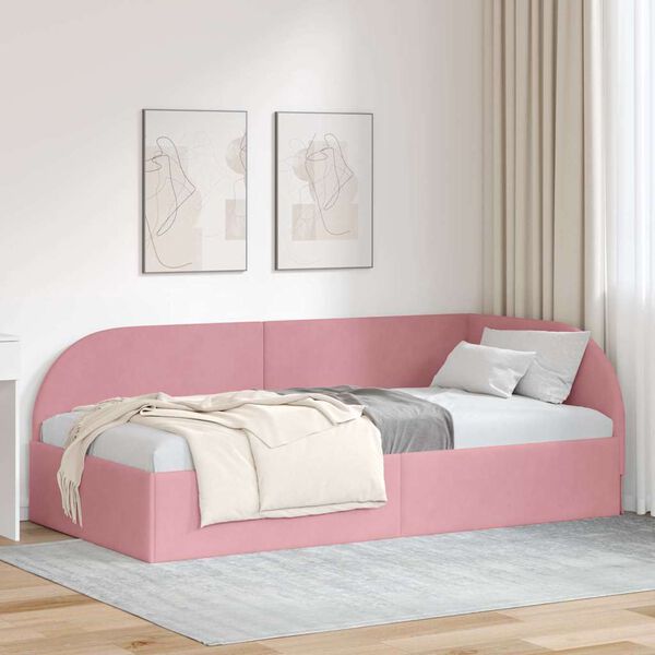 vidaXL Cornice del letto ad angolo Rosa 80 cm x 200 cm Velluto