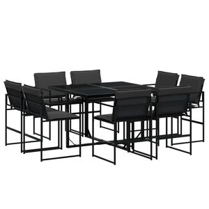 vidaXL Set da Pranzo da Giardino 9 pz con Cuscini Nero in Textilene