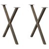 vidaXL Gambe per tavolo da pranzo a forma di X 2 pz in acciaio naturale 70x(72-73) cm