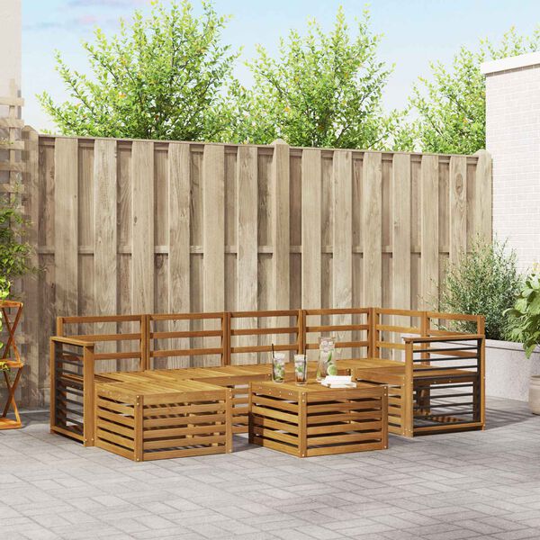 vidaXL Set divani Naturale Legno di Acacia Massello