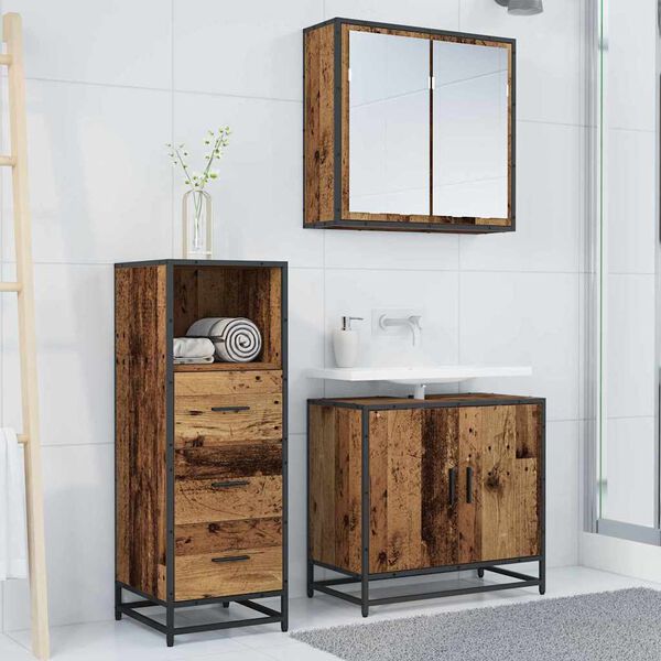 vidaXL Set di mobili per il bagno Legno vecchio 35 x 37,5 x 100 cm