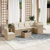 vidaXL Set Divani da Giardino 7 pz con Cuscini Beige in Polyrattan