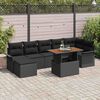 vidaXL Set Divano da Giardino con archiviazione 8 pcs Nero Poly Rattan