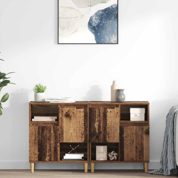 vidaXL Sideboards 2 pcs Legno vecchio 60 x 35 x 70 cm