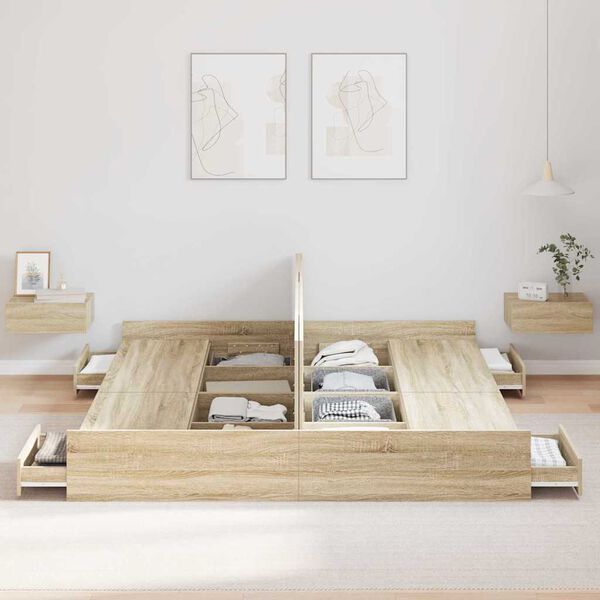 vidaXL Struttura letto con contenitore Rovere Sonoma 180 x 200 cm