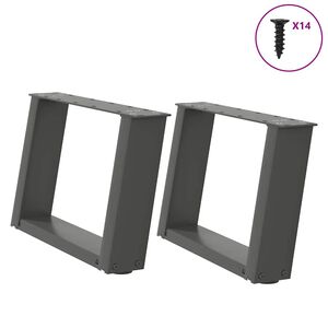 vidaXL Gambe per Tavolino da Caff&egrave; a Forma di U 2 pz Antracite 40x(30-31) cm Acciaio
