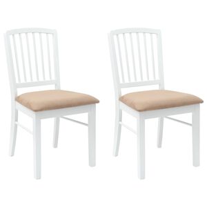 vidaXL Sedie da pranzo 2 pz Legno di gomma solido Bianco