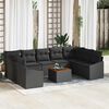 vidaXL Set Divano da Giardino con cuscino 10 pcs Nero polyrattan