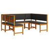 vidaXL Set Panchina da Giardino 5 pcs Marrone Legno di Acacia Massello