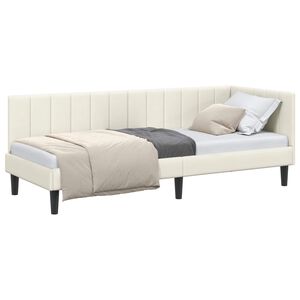 vidaXL Cornice del letto ad angolo Crema 80 x 200 cm Velluto