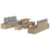 vidaXL Set Divano da Giardino con cuscino 9 pcs Beige e Grigio Chiaro