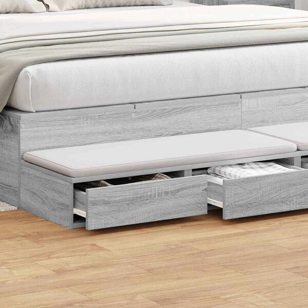 vidaXL Cassetti per letto Grigio Sonoma 200 x 36,5 x 16,5 cm