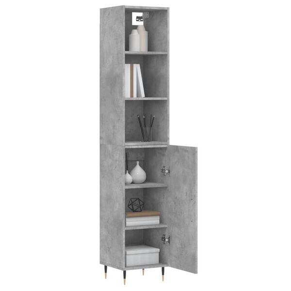 vidaXL Credenza Grigio Cemento 34,5x34x180 cm in Legno Multistrato