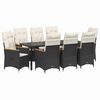 vidaXL Set da Pranzo per Giardino 9 pz Nero polyrattan