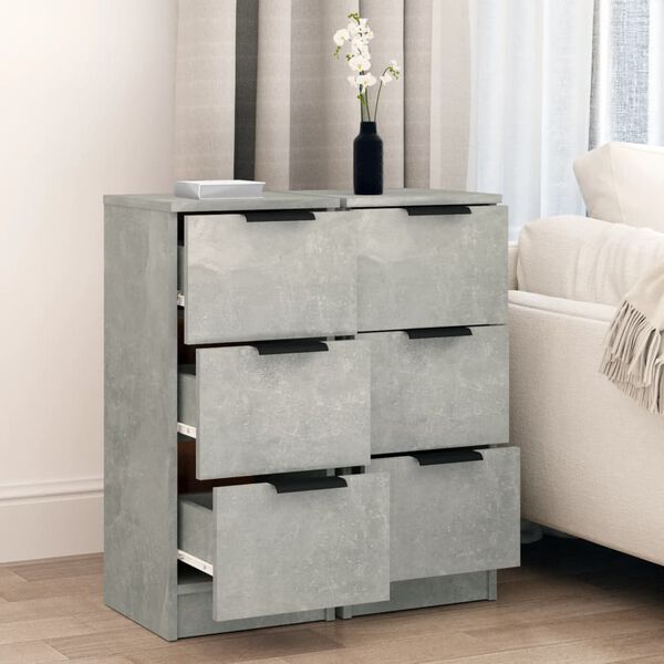 vidaXL Credenze 2 pz Grigio Cemento 30x30x70 cm in Legno Multistrato