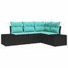 vidaXL Set Divano da Giardino 4 pz Nero e Turchese polyrattan