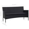 vidaXL Set Divani da Giardino 4 pz con Cuscini in Polyrattan Nero