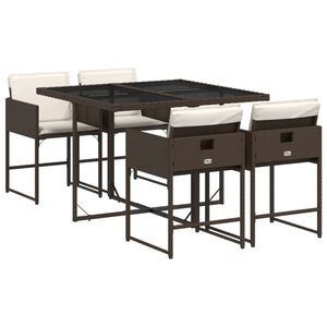 vidaXL Set da Pranzo da Giardino 5pz con Cuscini in Polyrattan Marrone