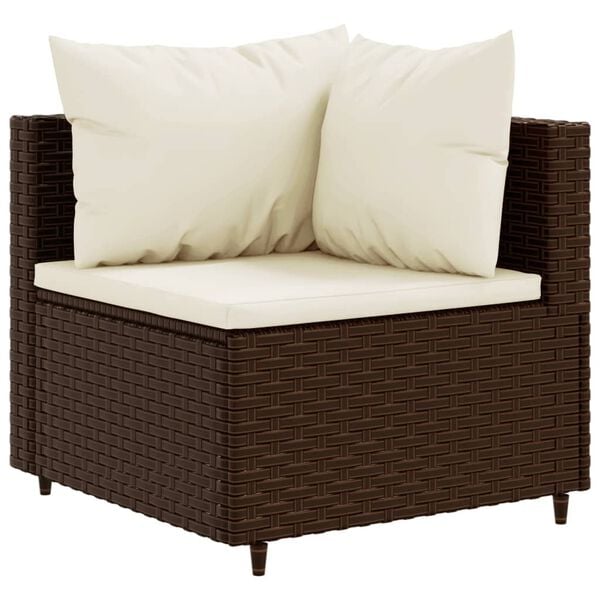 vidaXL Set Divani da Giardino 9pz con Cuscini Marrone in Polyrattan