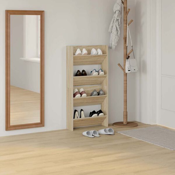 vidaXL Scarpiere a Muro 2pz Rovere Sonoma 60x18x60cm Legno Multistrato